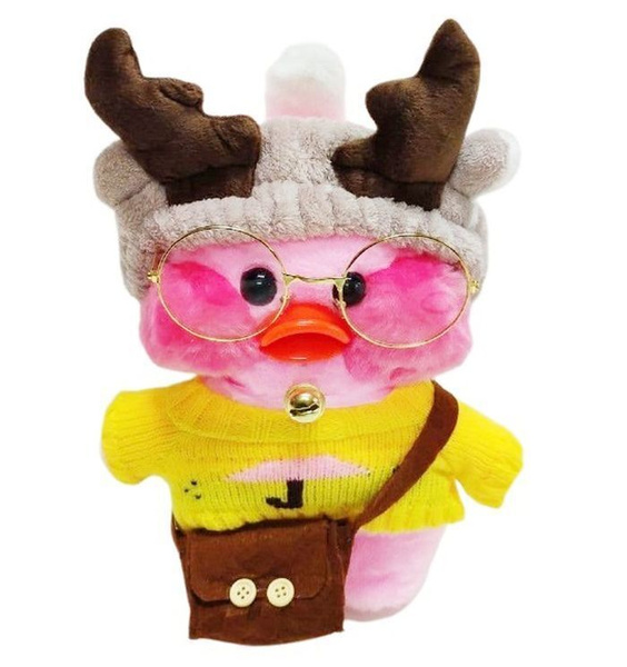 Утка мягкая игрушка / Плюшевая уточка lalafanfan duck / Утенок в очках ...