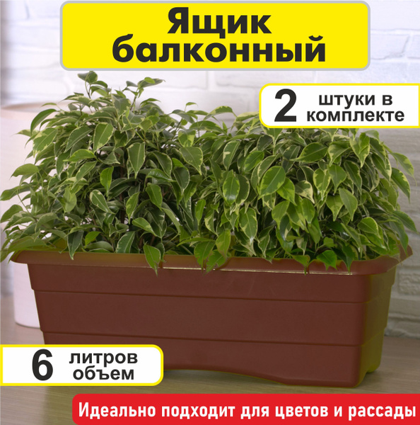 Ящик для цветов и рассады пластиковый GARDENPLAST, для фиалок, объем 6 ...