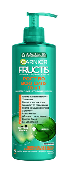 GARNIER Крем-уход для волос несмываемый Fructis Рост во всю силу 10 в 1 ...