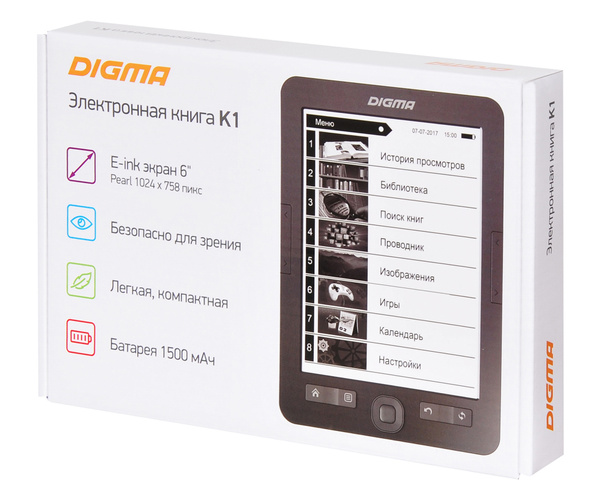 Электронная книга Digma K1, Монохромный - купить по низким ценам в ...