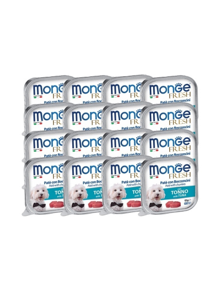 Влажный корм Monge Dog Fresh для собак, нежный паштет из тунца, 100г х ...