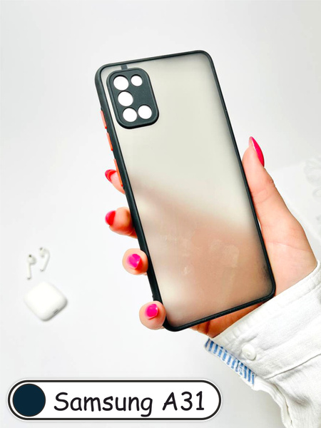 Samsung Galaxy A31 (Самсунг А31) матовый пластиковый чехол (Черный ...