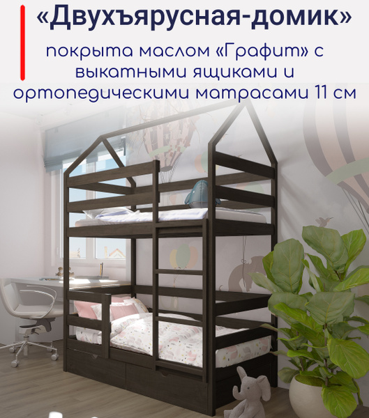 Двухъярусная кровать Лунный Лес Без ящиков и матрасов_Двухъярусная ...