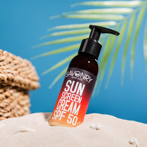 SAVONRY Cолнцезащитный крем для лица и тела SPF 50, 100мл /для загара ...