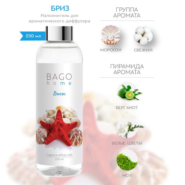 Наполнитель для ароматического диффузора BAGO home, Жидкий, Свежий ...