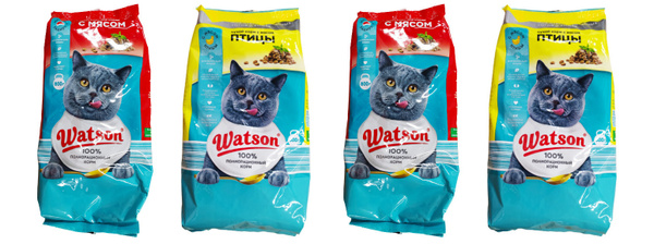 Watson/ Сухой корм для взрослых кошек с мясом и мясом птицы/ 2 уп. по ...