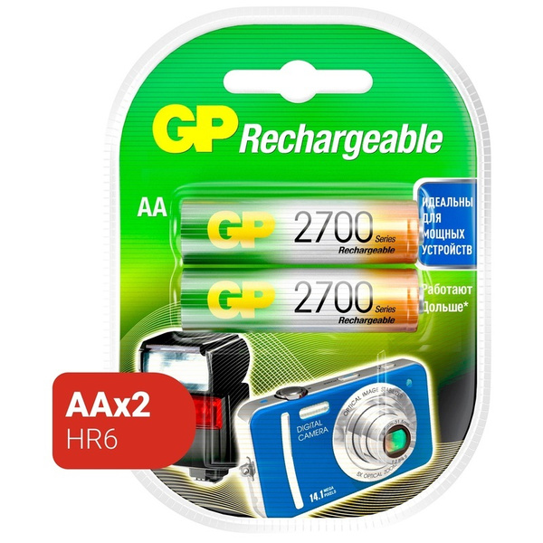 Аккумулятор GP AA 2700 мАч 2700 series 270AAHC 2 штуки в упаковке NiMh ...