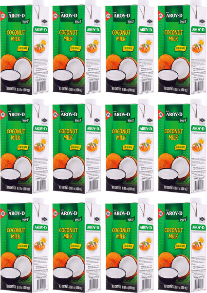 Кокосовое молоко Aroy-D 70%, жирность 17-19%, 1 л х 12 шт - купить с ...