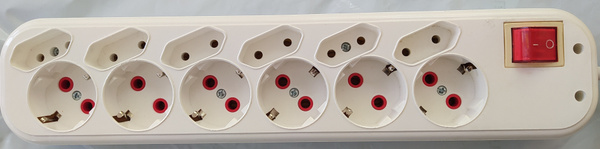 Розетка (колодка) FETIH 6 гнезд + 6 гнезд с заземлением и выключателем ...