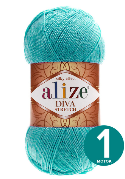Пряжа Alize Diva Stretch (Ализе Дива Стрейч) - бирюзовый (376), 100 г ...