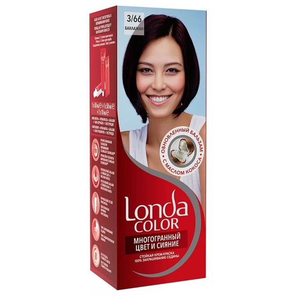 Londa Color 3/66 Баклажан стойкая крем- краска 100% закрашивание седины ...