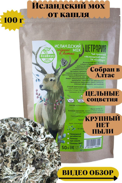 Исландский мох, цетрария от кашля Есовкус, чай от кашля 100г - купить с ...