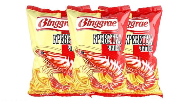 Чипсы BINGGRAE (бингрэ)со вкусом креветки 50грх3 штуки - купить с ...