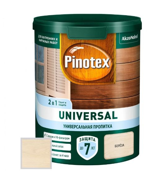 Пропитка защитная для дерева Pinotex Universal 2 в 1 берёза 0,9 л ...