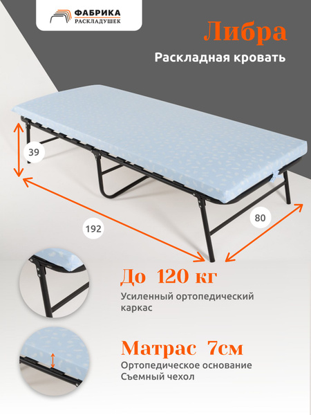 Раскладушка Фабрика-Раскладушек, Сталь, голубой, черный матовый купить ...