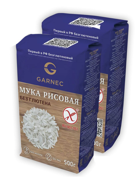 Garnec мука рисовая без глютена 500 гр х 2 упаковки - купить с ...