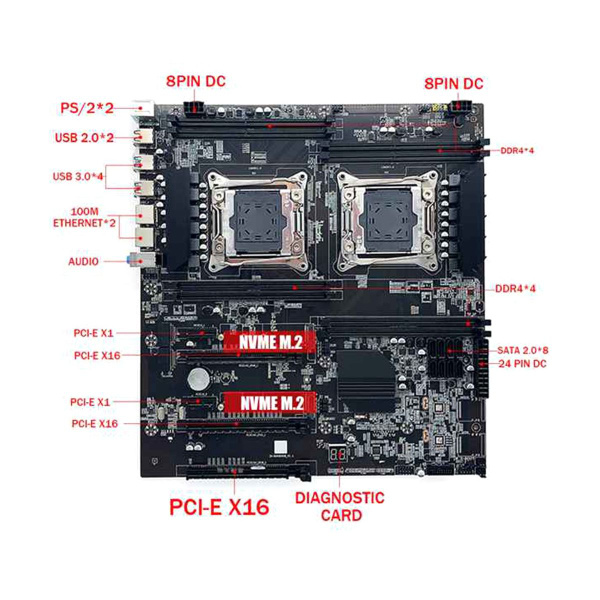 Материнская плата с двумя сокетами X99 LGA2011-3, поддержка двух ...