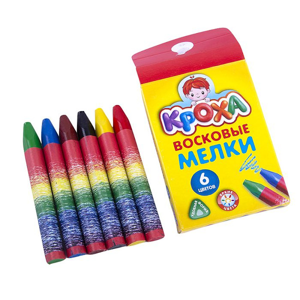 Мелки восковые для рисования для мылышей 6 цветов "Кроха", треугольные ...