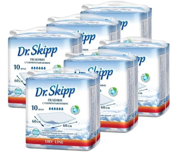 Характеристики Пеленка Dr.Skipp Dry Line 60x60 (60шт) подробное ...