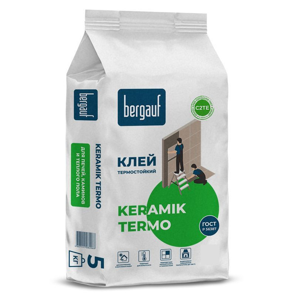 Клей для плитки Bergauf Keramik Termo_серый, Влагостойкость, Высокая ...