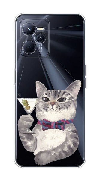Силиконовый чехол на Realme C35 / Реалми С35 Кот джентльмен, прозрачный ...