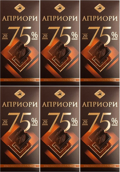 Шоколад Априори горький 75%, комплект: 6 упаковок по 100 г - купить с ...