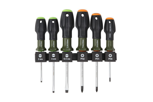 Набор отверток Дело Техники c трехкомпонентными рукоятками SL, PH, 6 шт ...