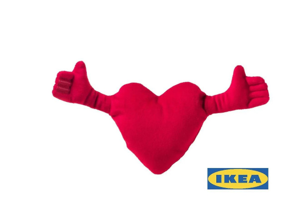 Мягкая игрушка КАМРАТЛИГ ИКЕА (KAMRATLIG IKEA), 27см, сердце, красный ...