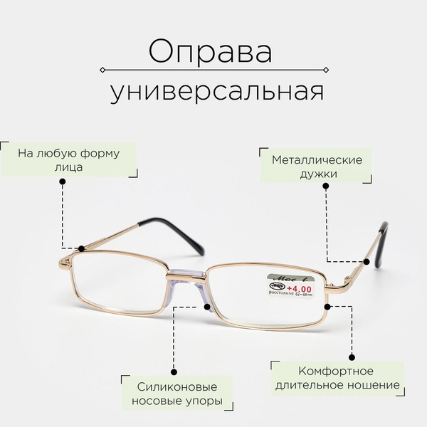 Очки для чтения +1.50/цвет золотой/ прочная, удобная титановая оправа ...