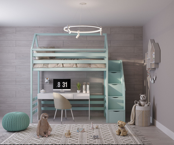 Кровать-чердак PRADO Двухъярусная кровать_kr_140_PRADOx98x220 см ...