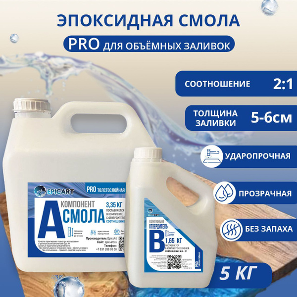 Эпоксидная смола для творчества и ремонта PRO 5 кг купить на OZON по ...