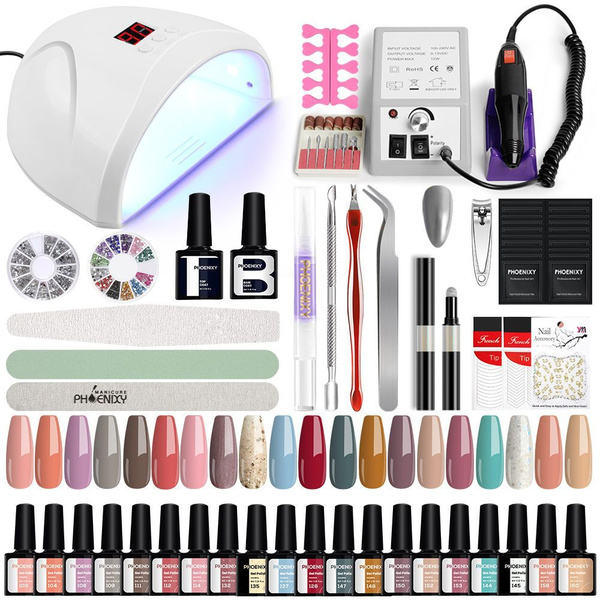 PHOENIXY/Набор для маникюра Nail Art с лампой-сушкой UV LED мощностью ...
