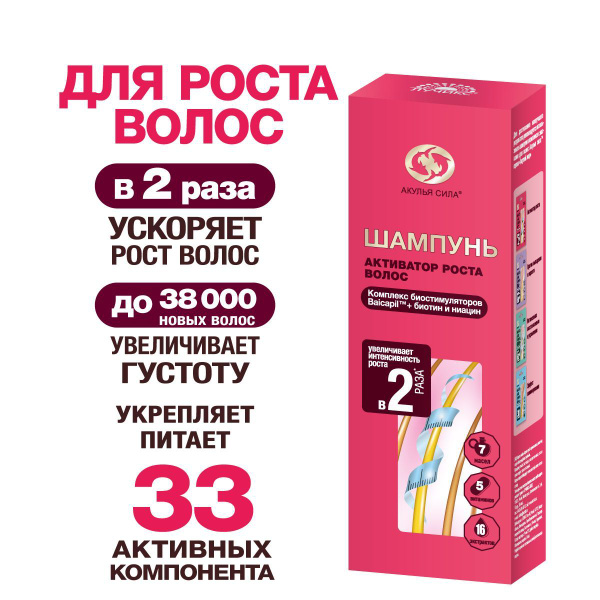 Акулья сила. Шампунь для роста волос, укрепление, увеличение длины и ...