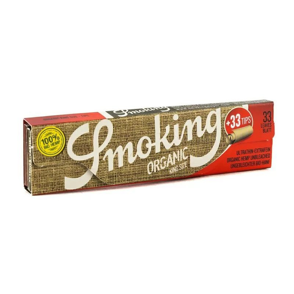 Бумага для самокруток SMOKING KING SIZE Organic filter tips 33 шт ...