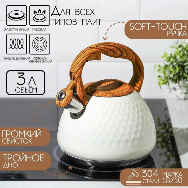 Чайник со свистком из нержавеющей стали Magistro Heat, 3 л, ТРС ...