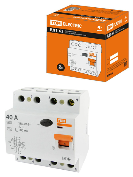 TDM Electric УЗО 4P 40А AC, 1 шт. - купить с доставкой по выгодным ...