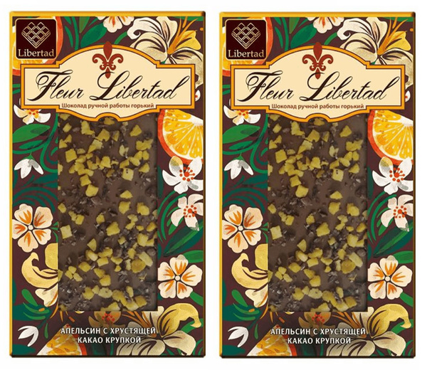 Fleur Libertad горький шоколад с апельсином и какао, 2шт по 80г ...