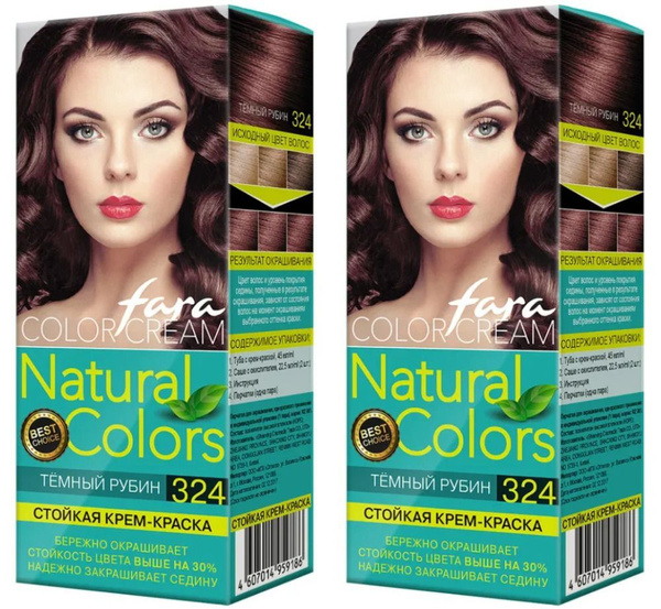 Fara Natural Colors Стойкая крем-краска для волос, тон 324 Темный рубин ...