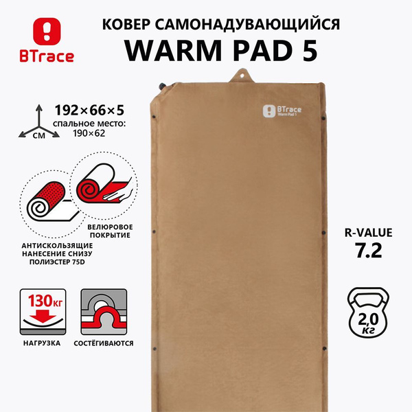 Коврик самонадувающийся BTrace Warm Pad 5 - купить с доставкой по ...