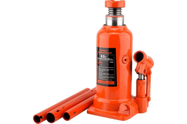 Домкрат автомобильный гидравлический бутылочный 8 тонн, высота подхвата ...