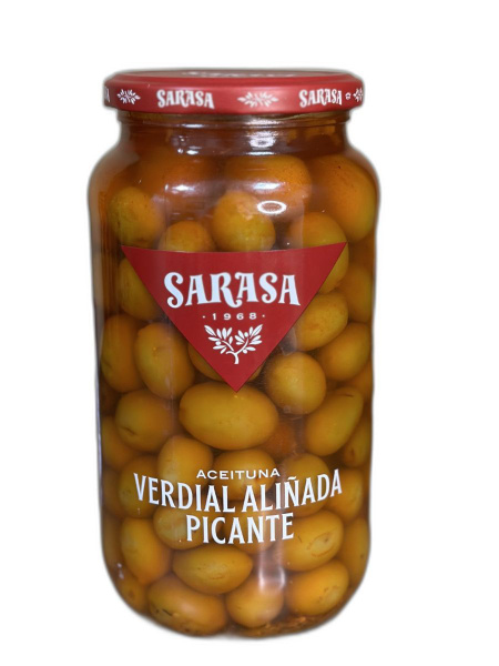 Оливки SARASA зеленые с косточкой VERDIAL ALINADA PICANTE 920 гр ...