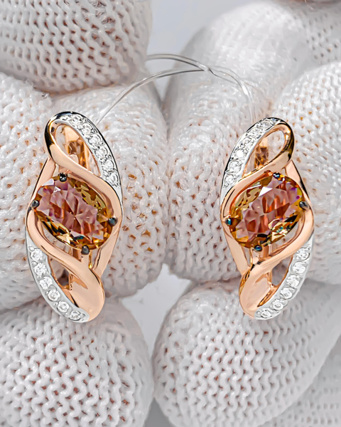 Trade Jewelry Серьги из серебра 925 пробы (покрытие золото 585) с ...