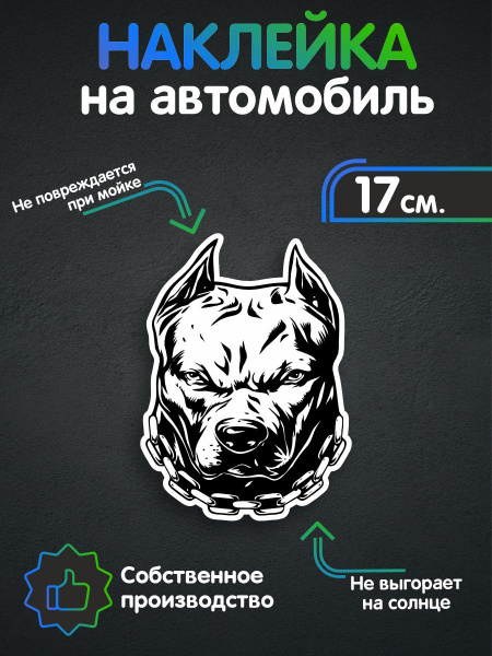 Наклейки на авто - Питбуль с цепью - купить по выгодным ценам в ...