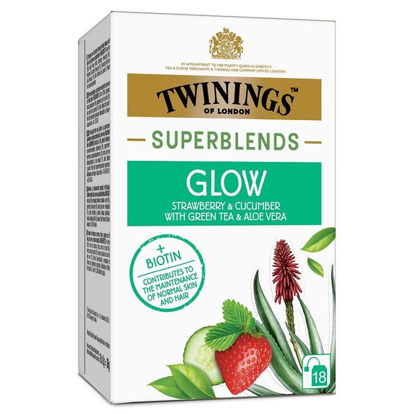 Чай зеленый Twinings Superblends Glow (биотин, клубника, огурец, алоэ ...