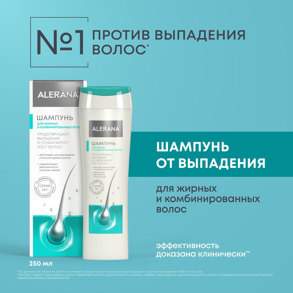 ALERANA шампунь женский для жирных и комбинированных волос c маслом ...