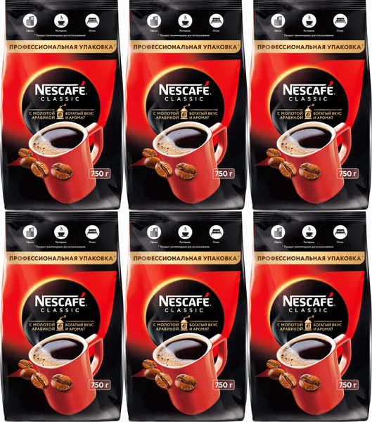 Нескафе Классик м/у 750г Nescafe Classic - 6 штук - купить с доставкой ...