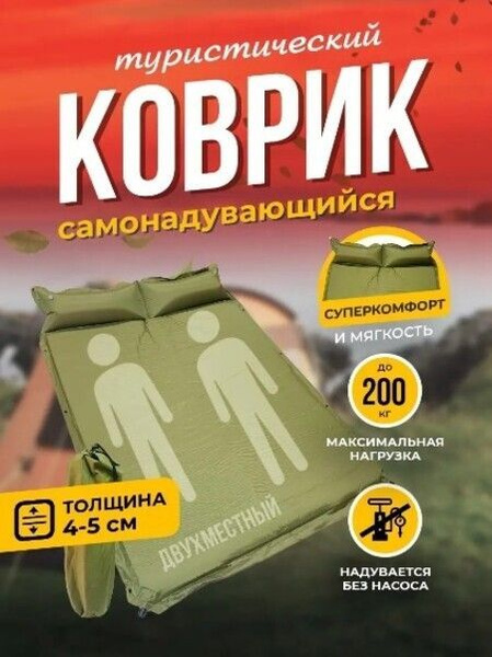 Самонадувающийся туристический матрас- коврик Coolwalk 5см двухместный ...