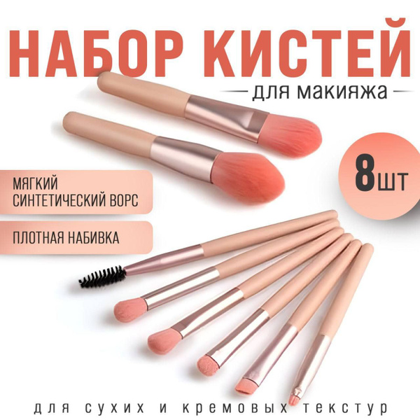 Кисти для макияжа. Набор кистей для макияжа профессиональный розовый 8 ...