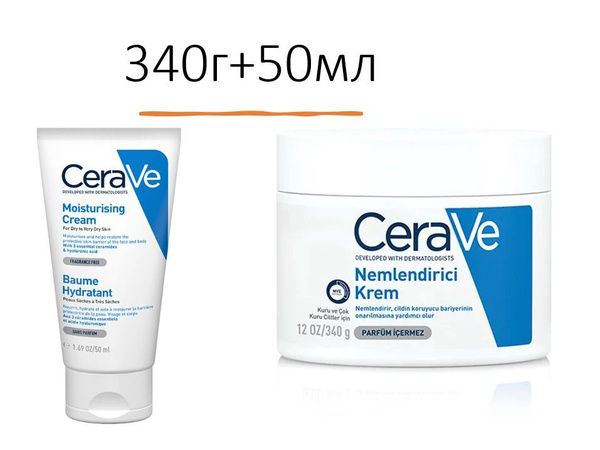CeraVe, Крем увлажняющий для сухой и очень сухой кожи 340г+50мл ...