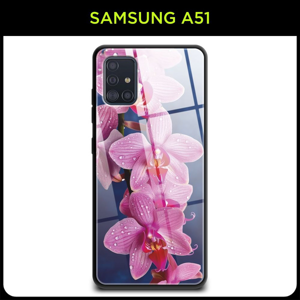 Стеклянный чехол на Samsung Galaxy A51 / Самсунг А 51 с принтом "Цветки ...